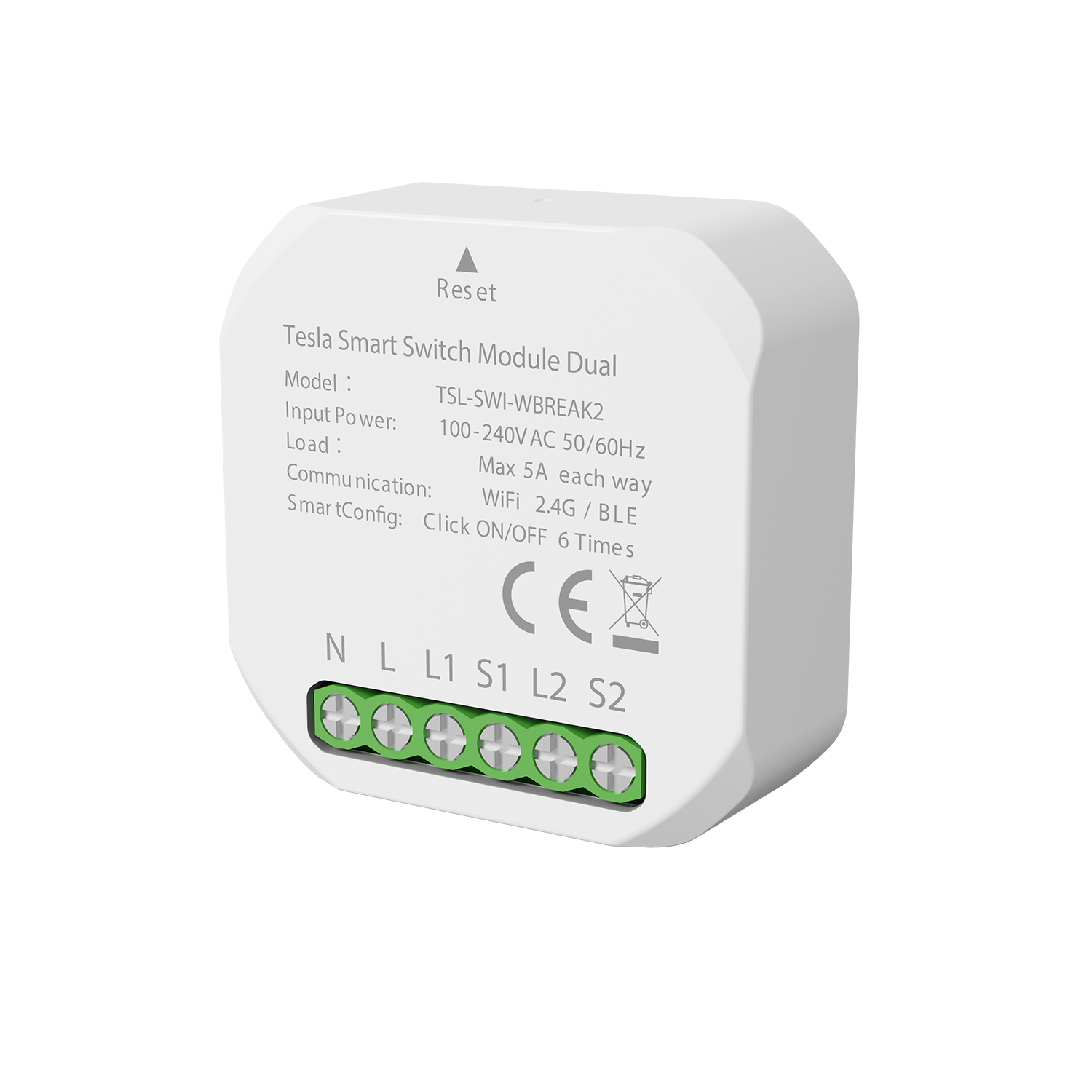 TESLA Smart Home Relais, Smart Switch Module Dual WLAN